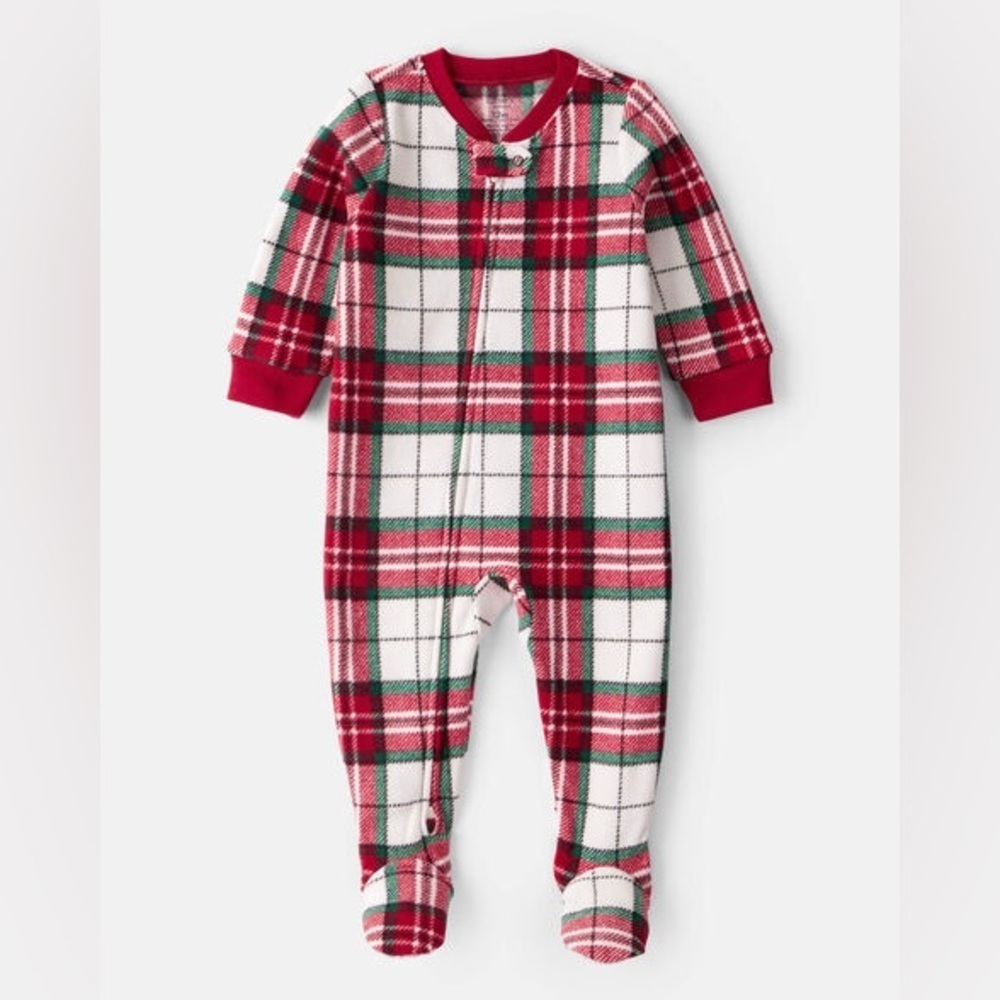 Carter's Red and White Plaid Footed One Piece Pajama Size 4T